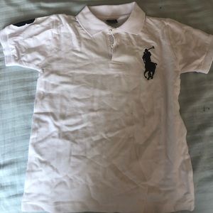 White Polo Ralph Lauren Collared Shirt For Kids